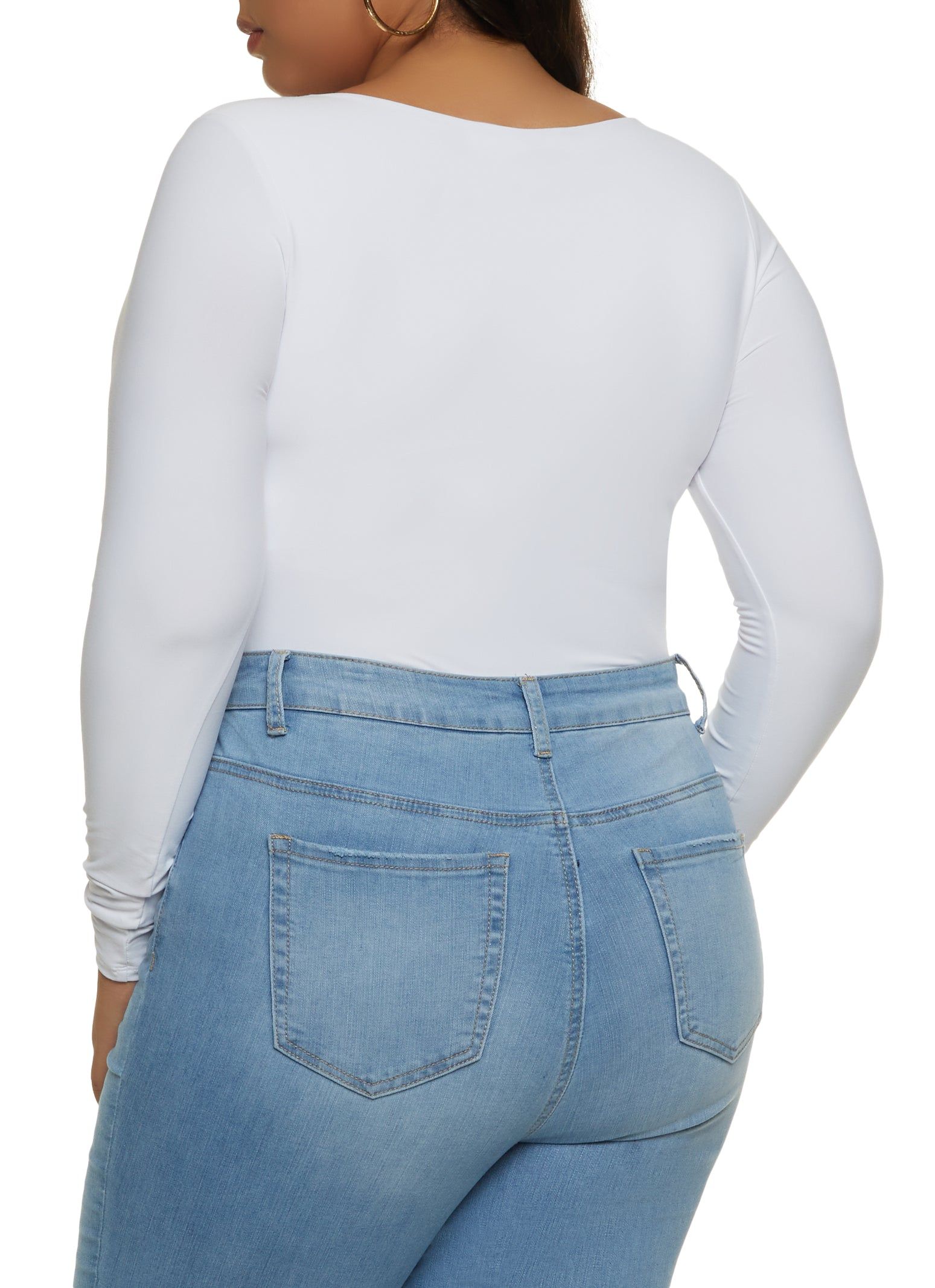 Plus Size Scoop Neck Long Sleeve Bodysuit sold by Rainbow product image thumbnail 3