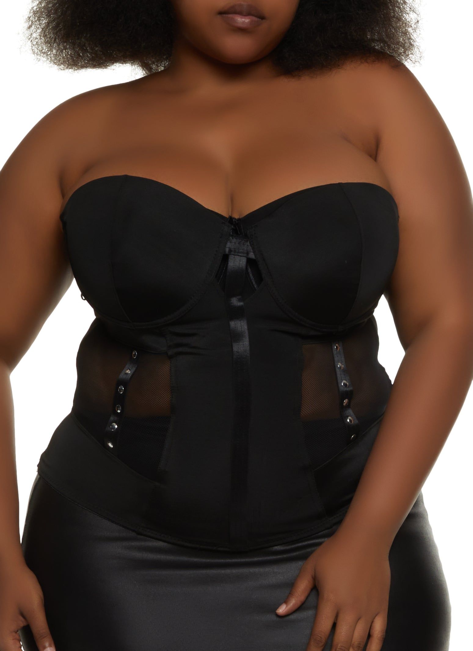 Plus Size Mesh Detail Studded Bustier Top sold by Rainbow product image thumbnail 2