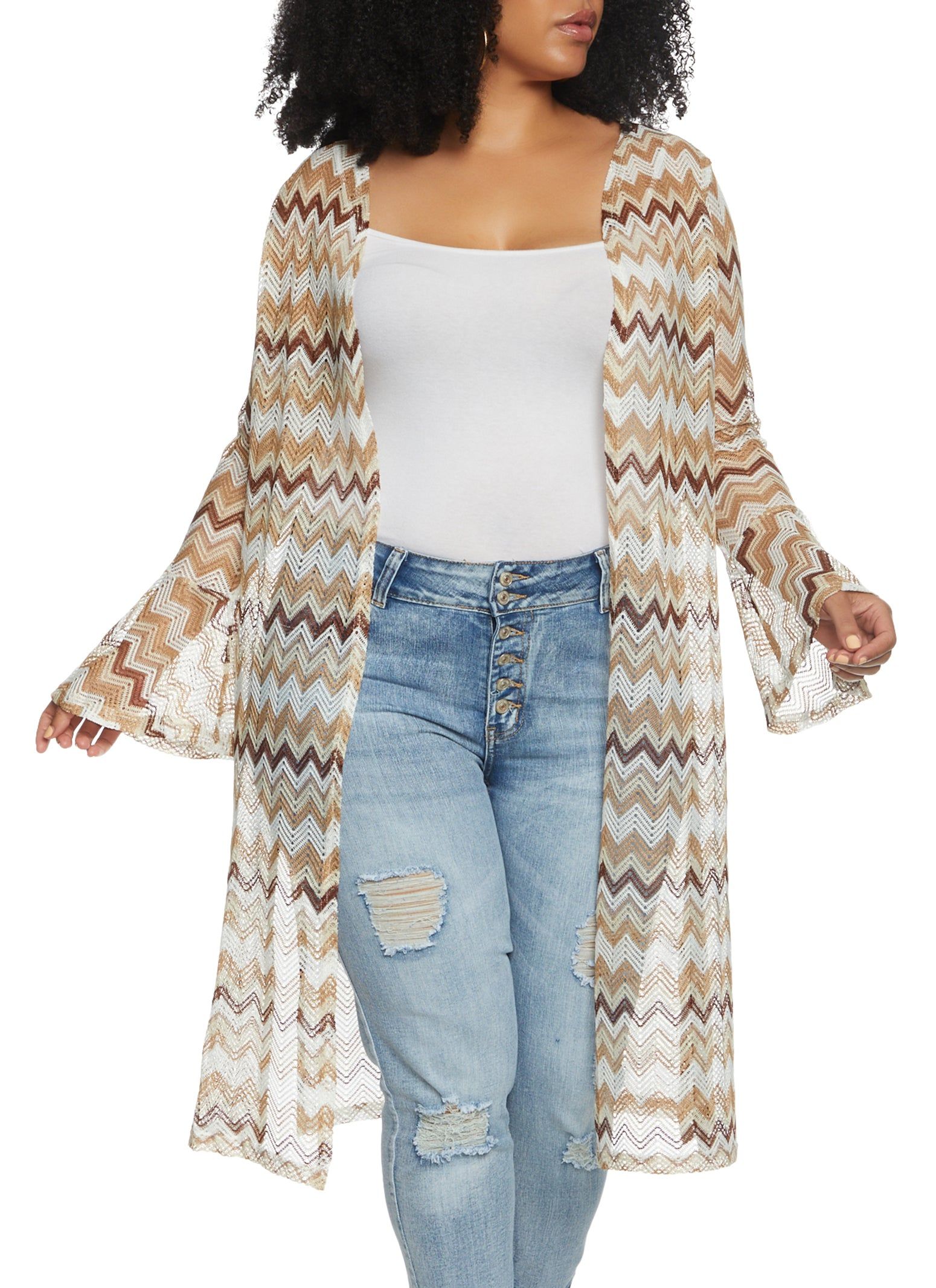 Plus Size Chevron Knit Duster sold by Rainbow