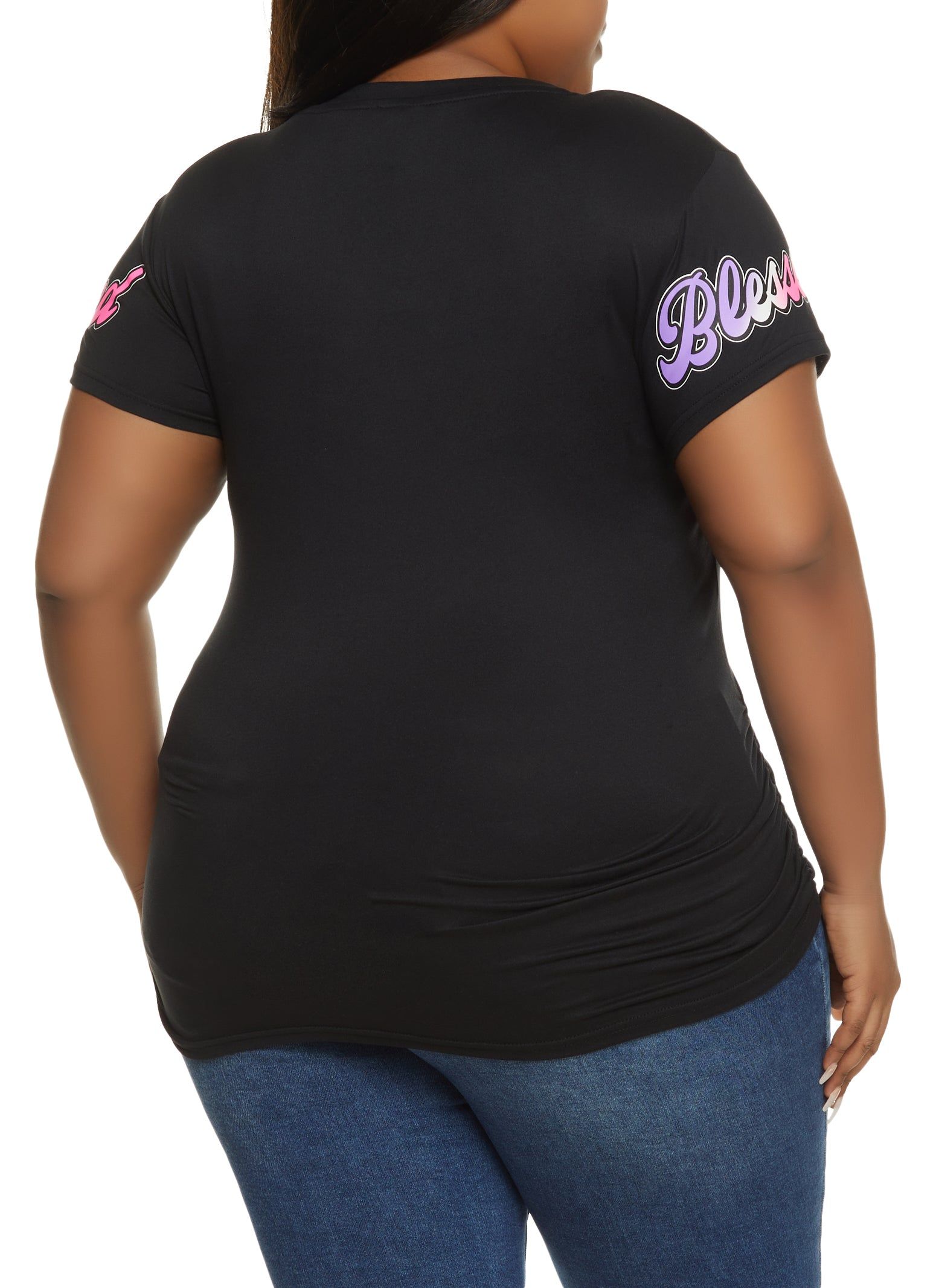 Plus Size Blessed Beautiful Chosen Ruched Graphic Tee sold by Rainbow product image thumbnail 2