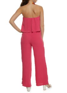 Ruffled Strapless Tie Waist Wide Leg Jumpsuit sold by Rainbow