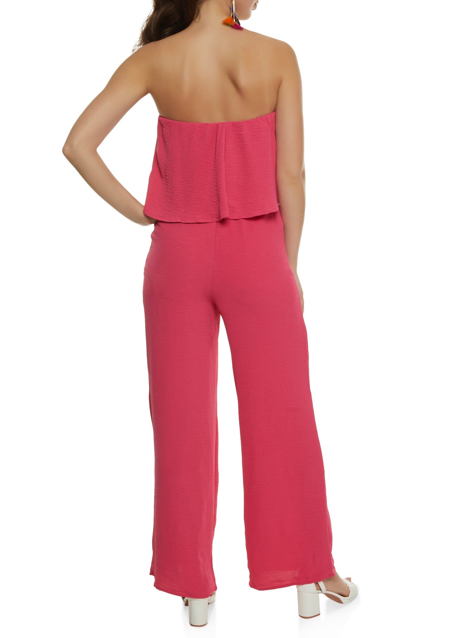 Ruffled Strapless Tie Waist Wide Leg Jumpsuit sold by Rainbow product image thumbnail 2