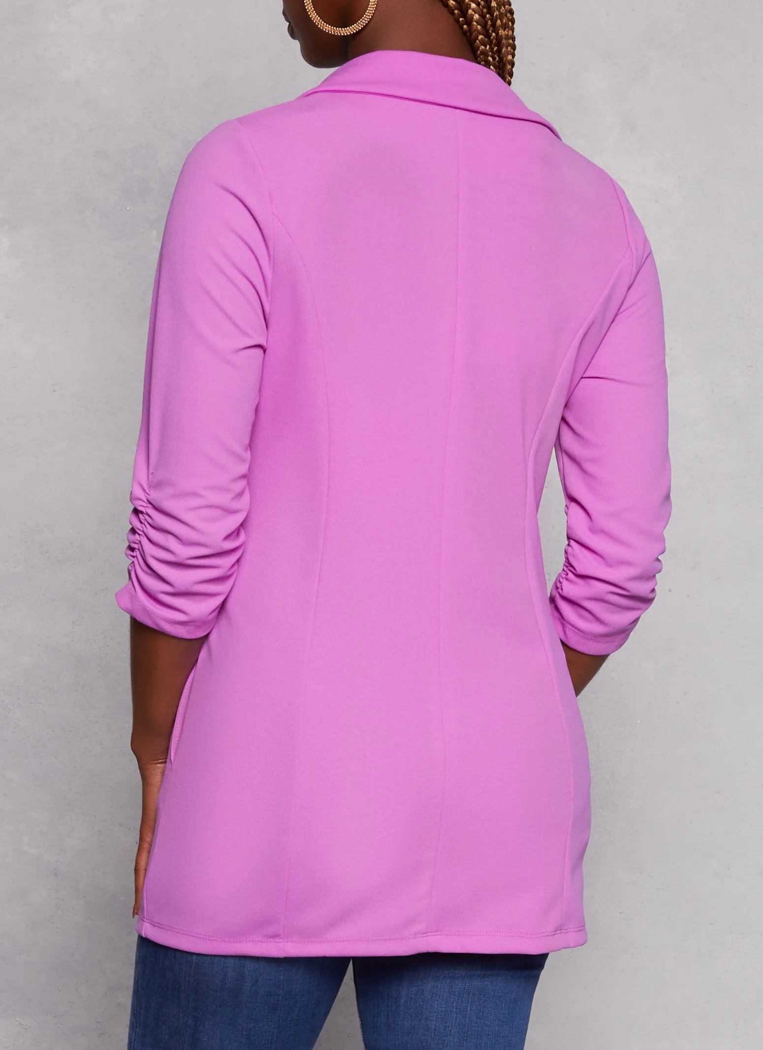 Solid Open Front Ruched Sleeve Blazer sold by Rainbow product image thumbnail 3