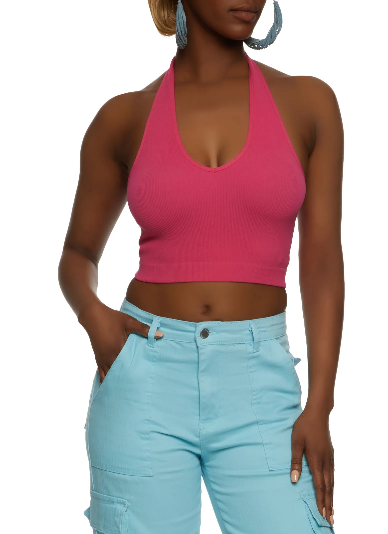 Seamless Halter Neck Crop Top sold by Rainbow