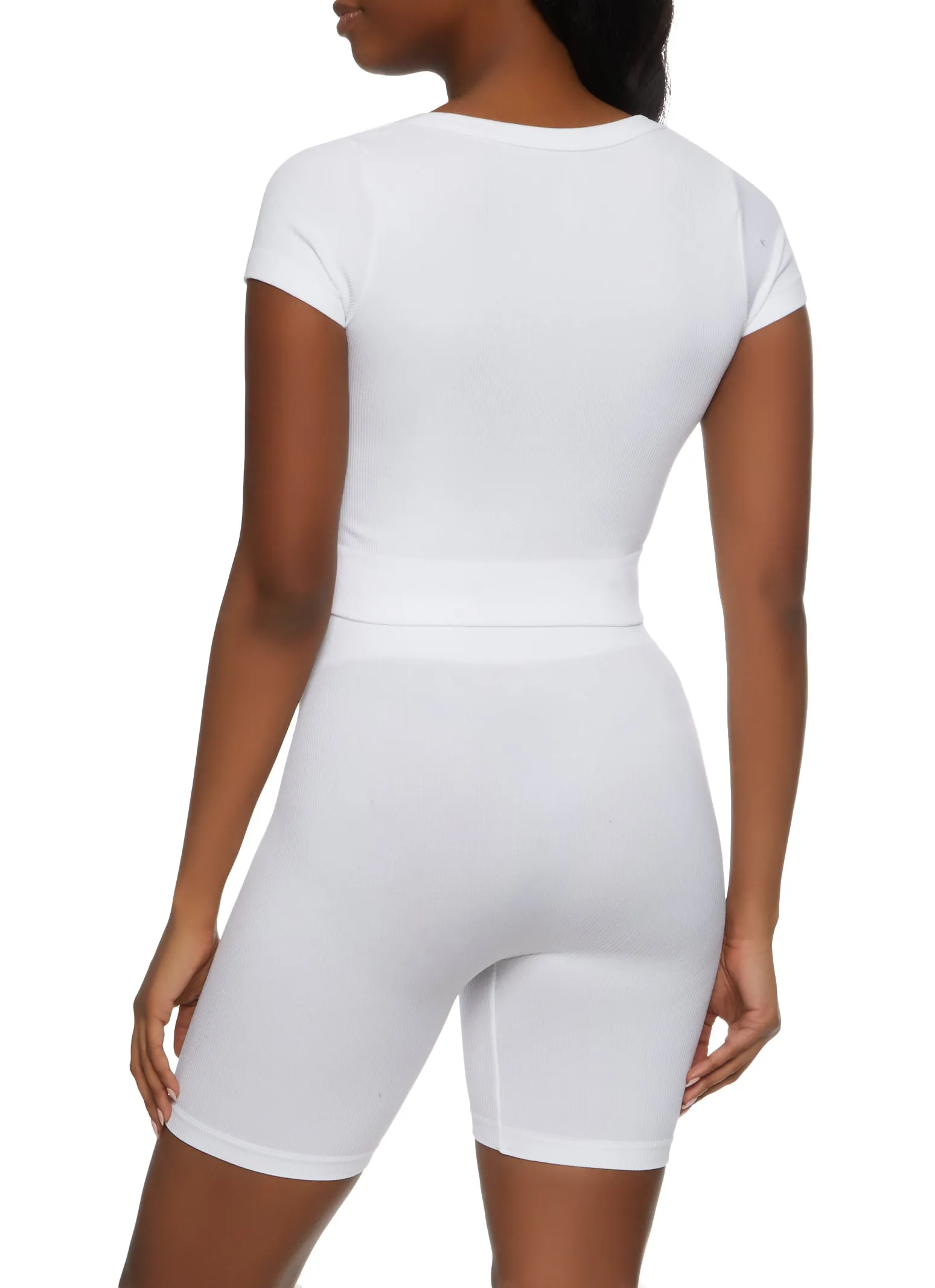 Rib Knit Seamless Crop Top and Biker Shorts sold by Rainbow product image thumbnail 2
