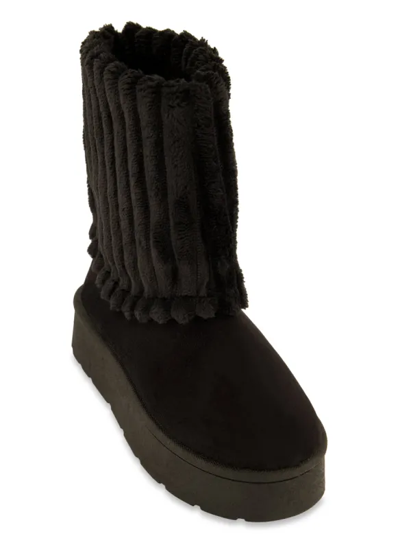 Ribbed Cuff Platform Booties sold by Rainbow