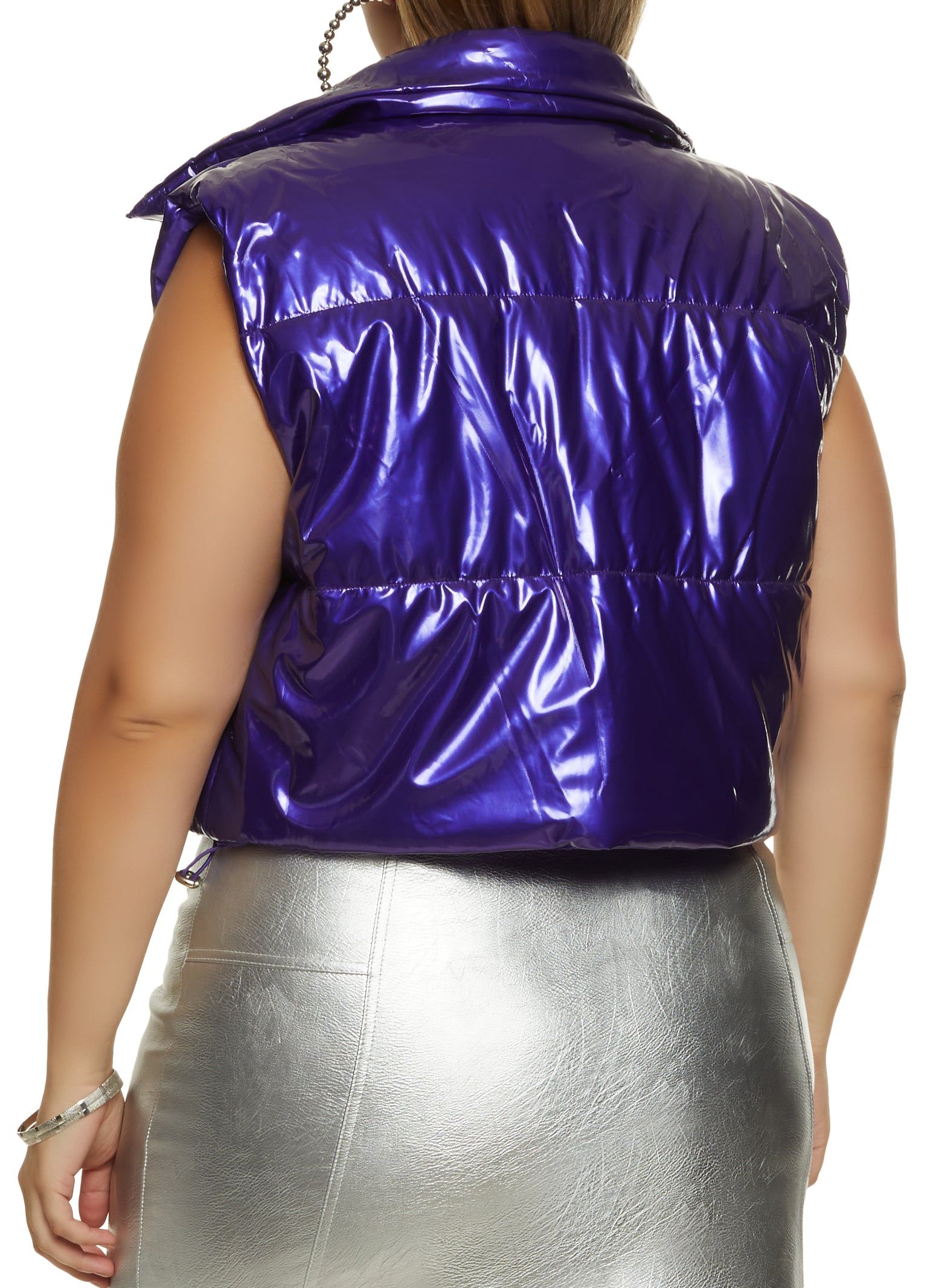 Plus Size Faux Patent Leather Puffer Vest sold by Rainbow product image thumbnail 2
