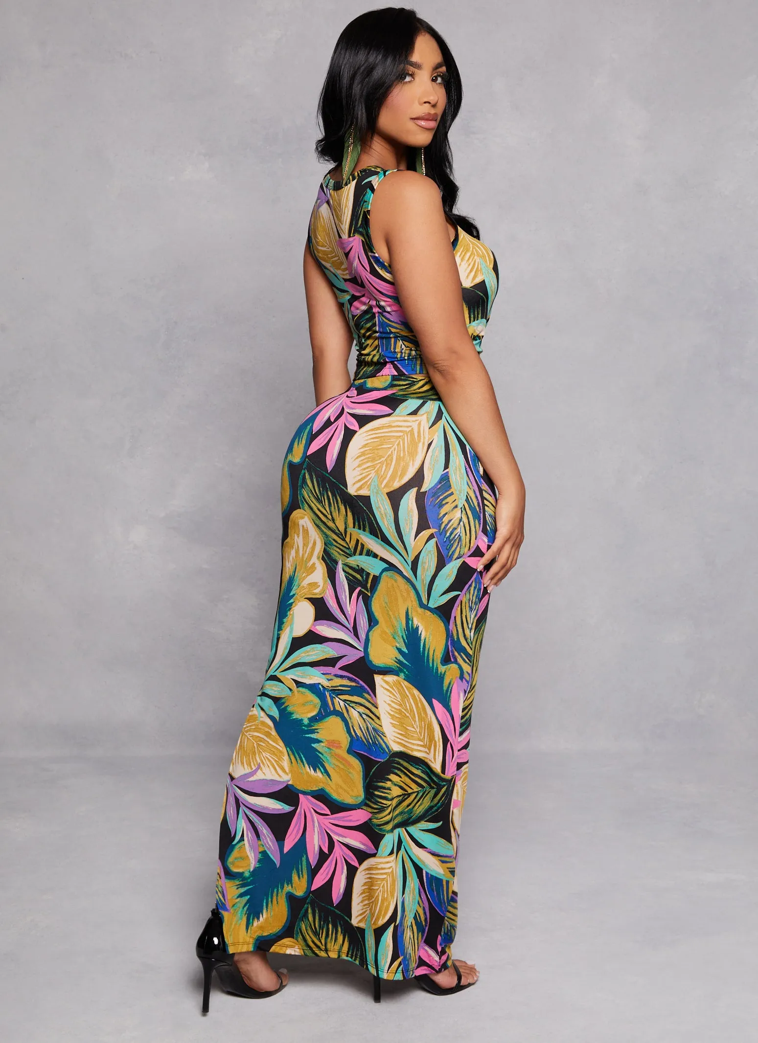 Tropical Print Cropped Tank Top and Maxi Skirt Set sold by Rainbow product image thumbnail 3