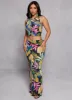 Tropical Print Cropped Tank Top and Maxi Skirt Set sold by Rainbow