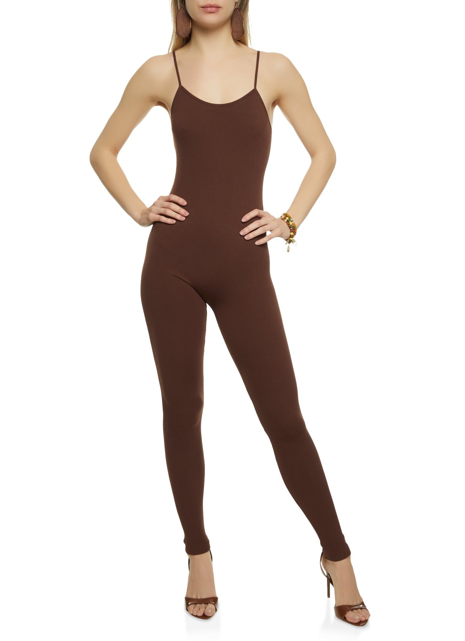 Solid Ribbed Cami Catsuit sold by Rainbow