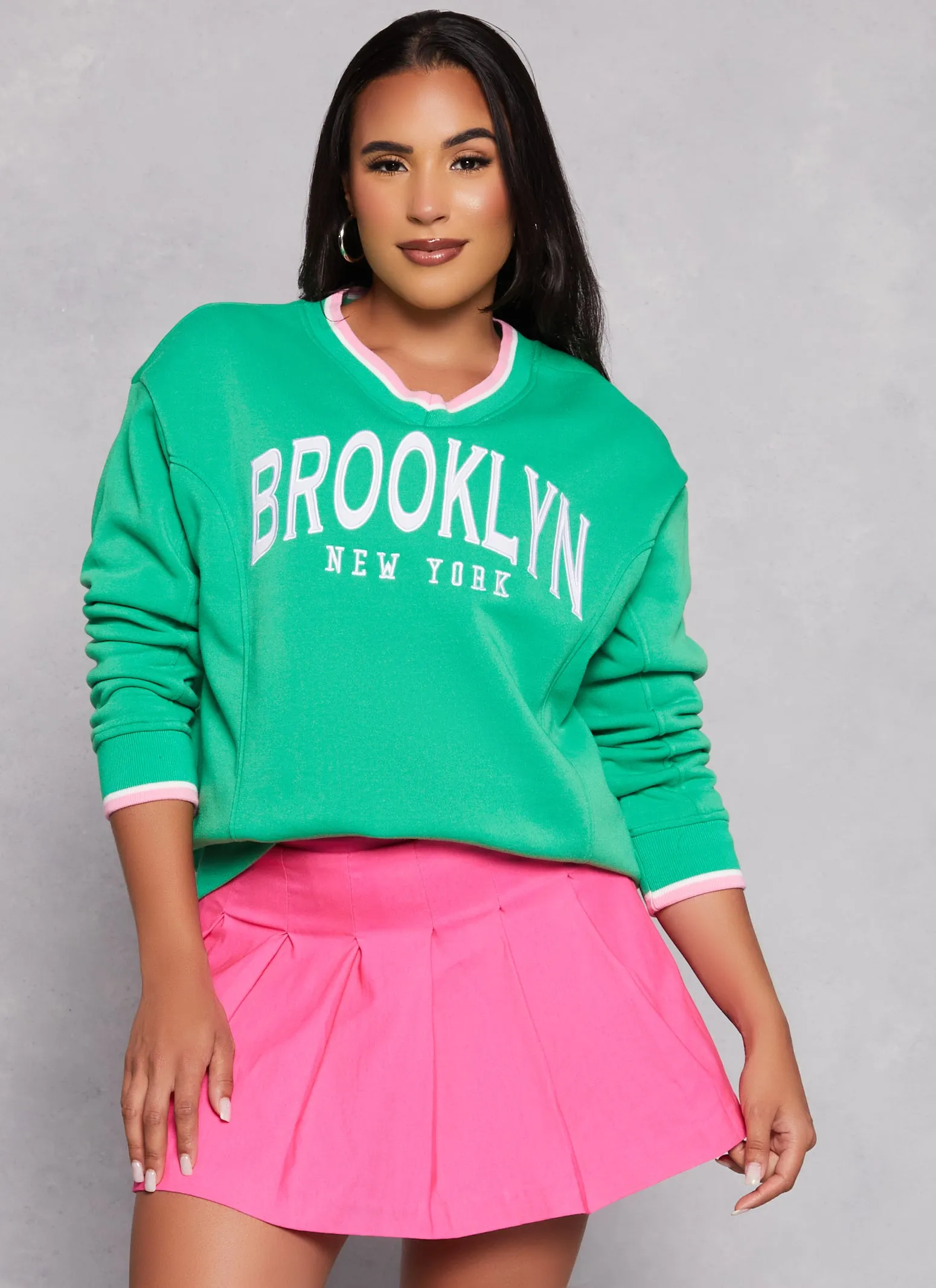 City Graphic V Neck Pullover Sweatshirt sold by Rainbow