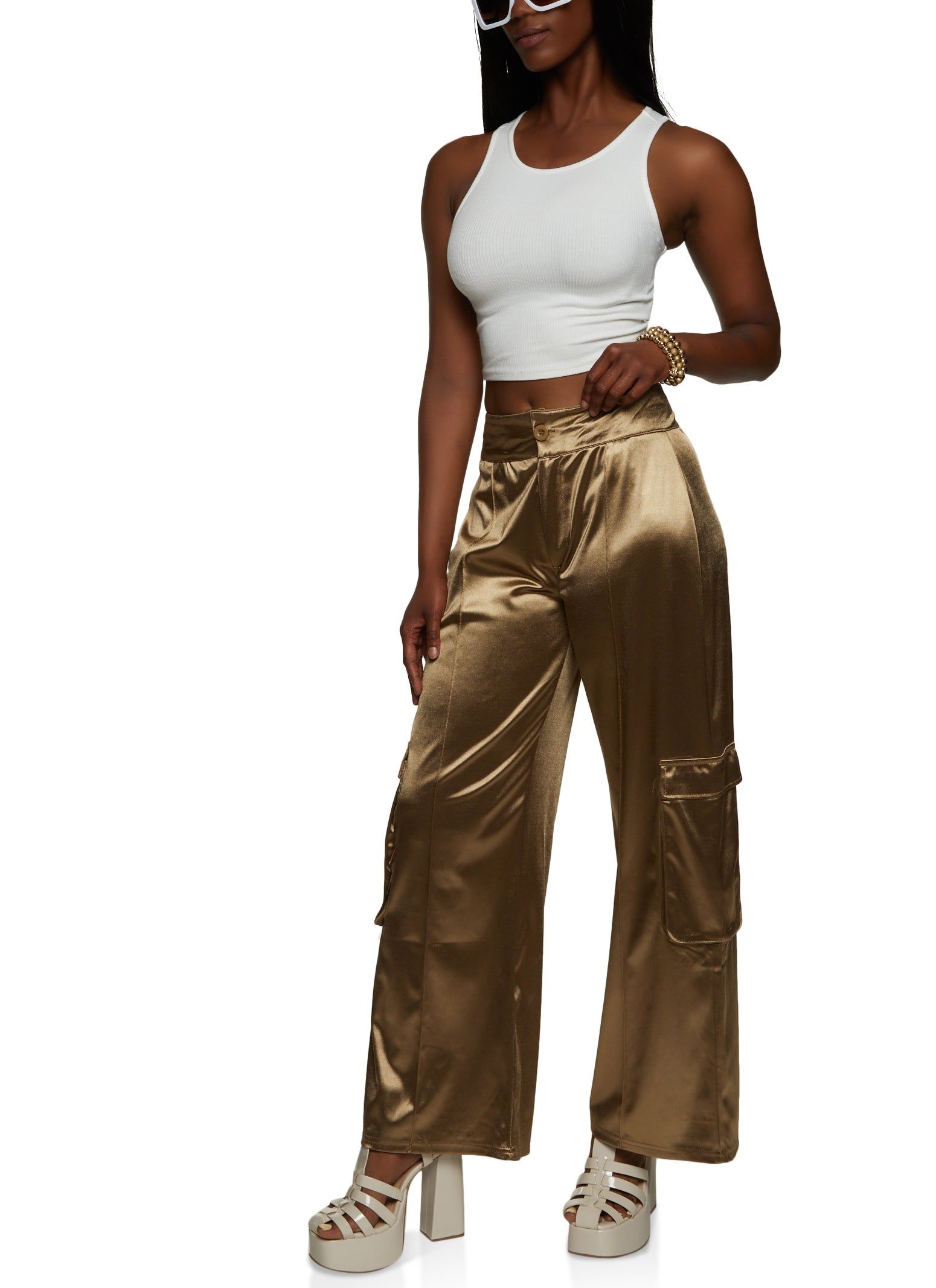 Satin Straight Leg Cargo Pants sold by Rainbow product image thumbnail 2