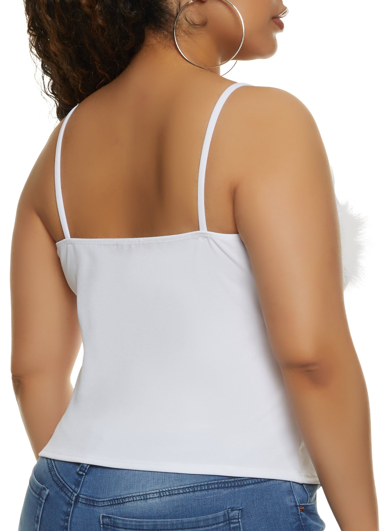 Plus Size Crepe Knit Feather Trim Cami sold by Rainbow product image thumbnail 2