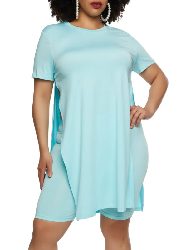 Plus Size Daisy High Slit Tunic Tee sold by Rainbow