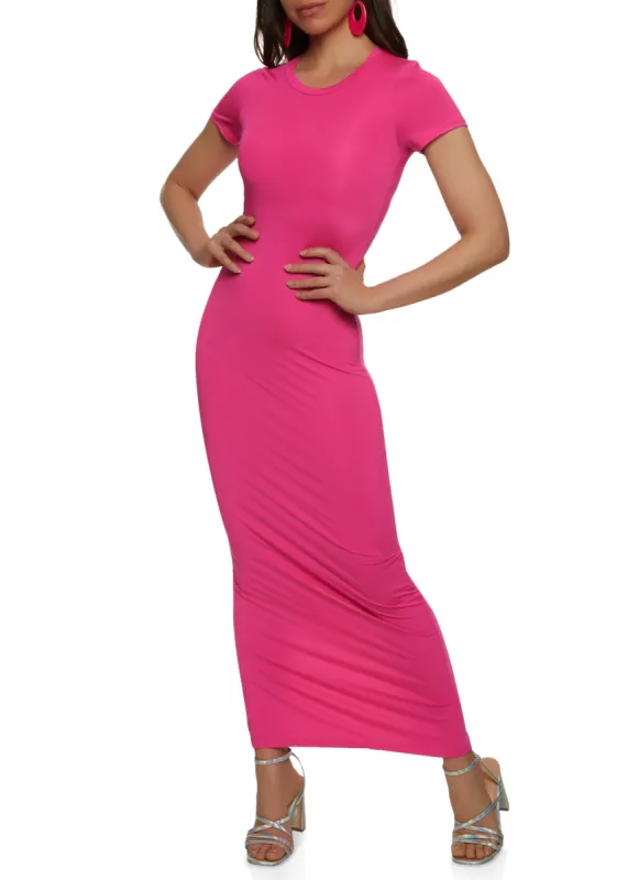 Daisy Solid Crew Neck Maxi Dress sold by Rainbow