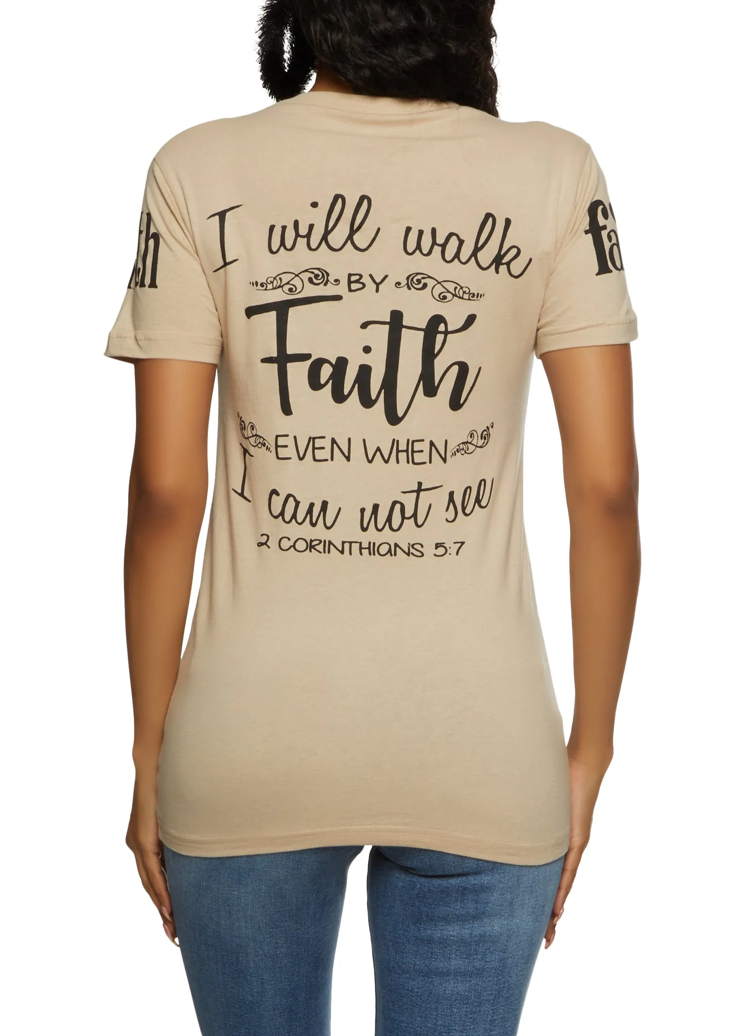 Walk By Faith Not By Sight Sequin Tee sold by Rainbow product image thumbnail 2