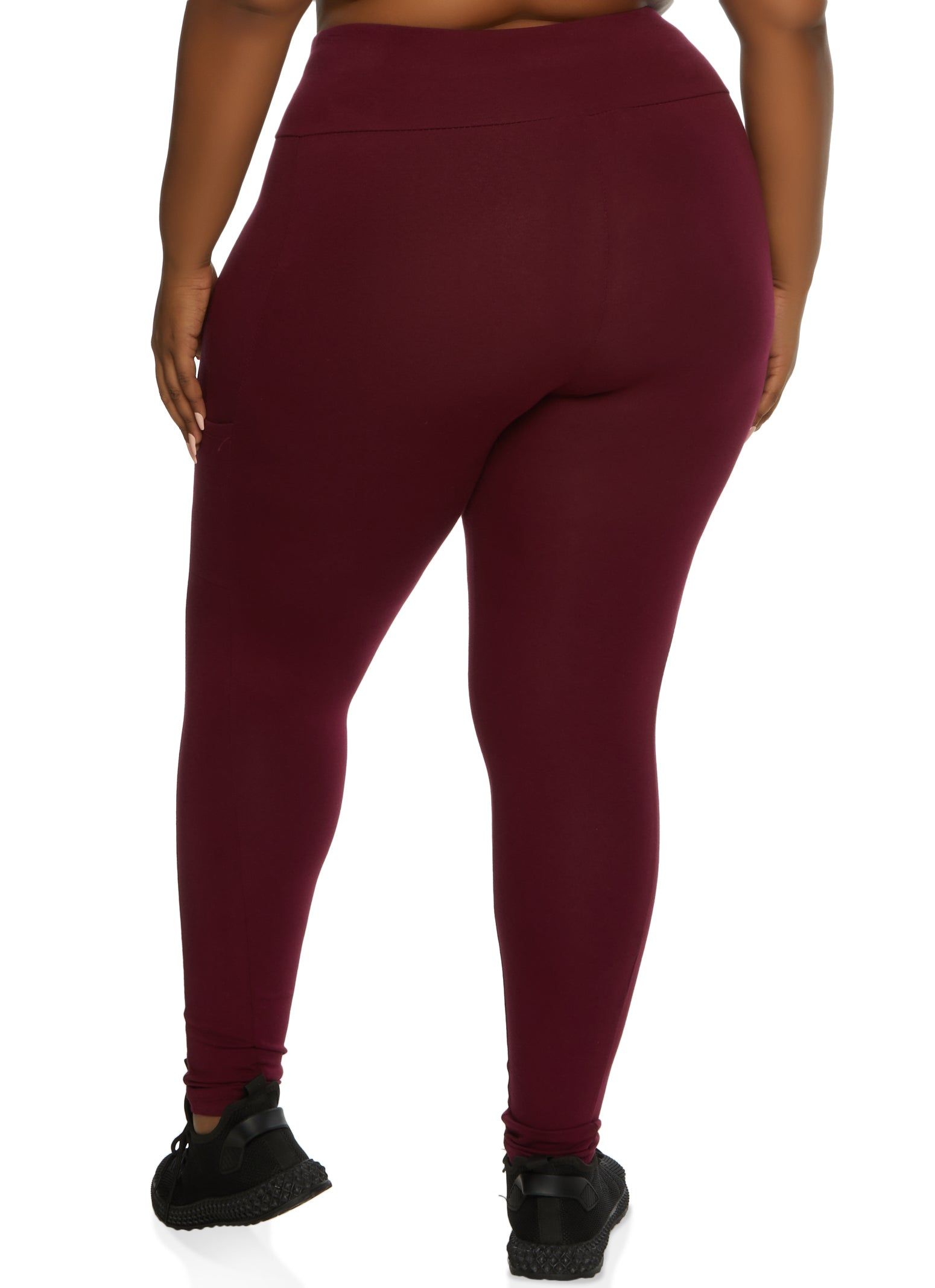 Plus Size Solid High Waist Cell Phone Pocket Leggings sold by Rainbow product image thumbnail 2