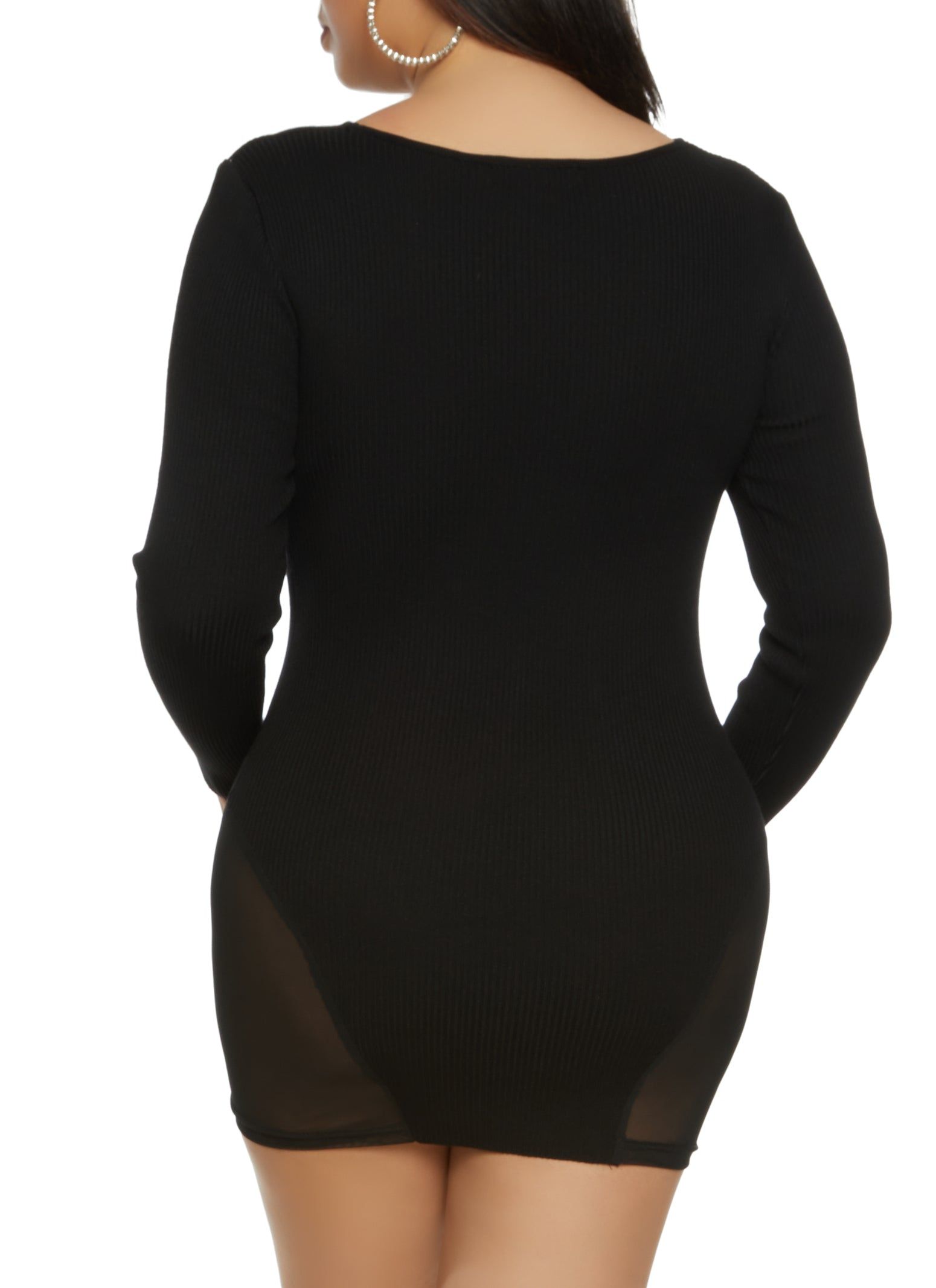 Plus Size Keyhole Mesh Insert Bodycon Dress sold by Rainbow product image thumbnail 3