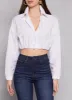 Poplin Ruched Hem Button Front Shirt sold by Rainbow