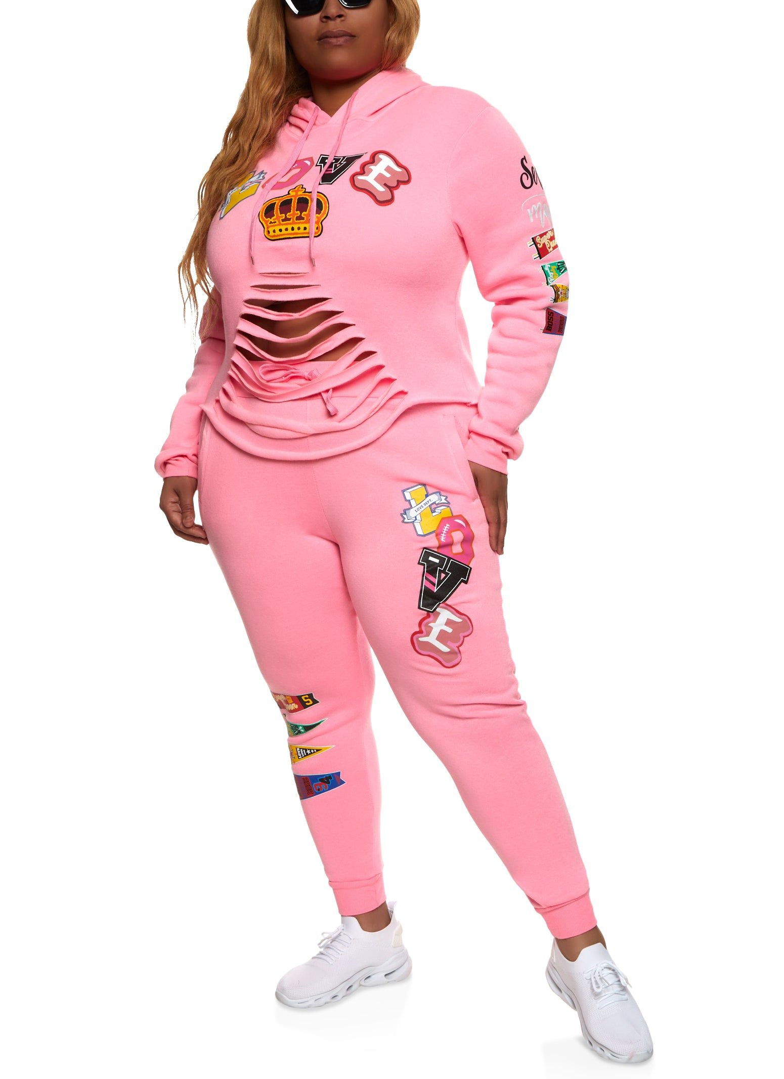 Plus Size Slashed Graphic Print Pullover Hoodie sold by Rainbow product image thumbnail 2