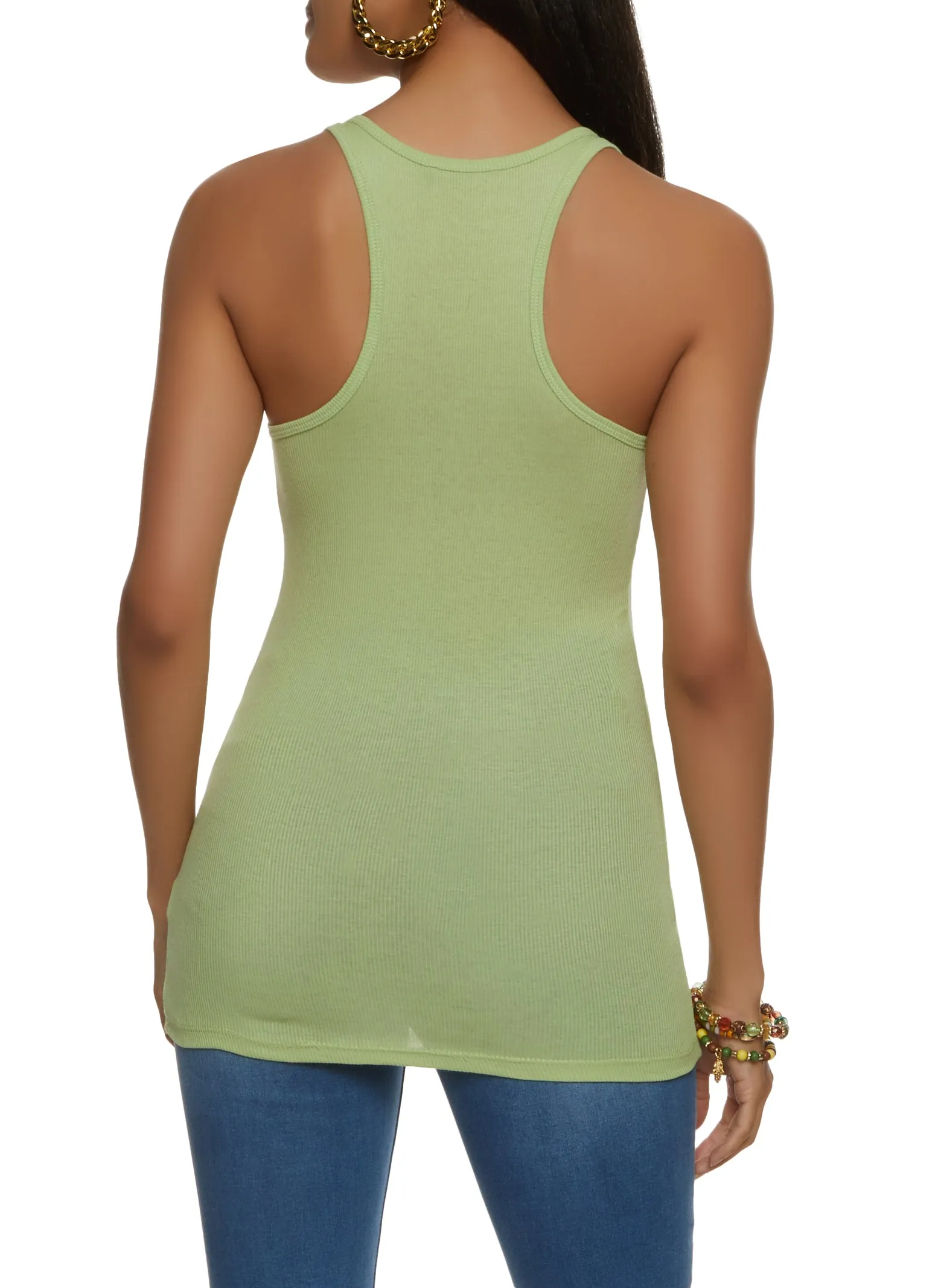 Solid Racerback Ribbed Knit Tank Top sold by Rainbow product image thumbnail 2
