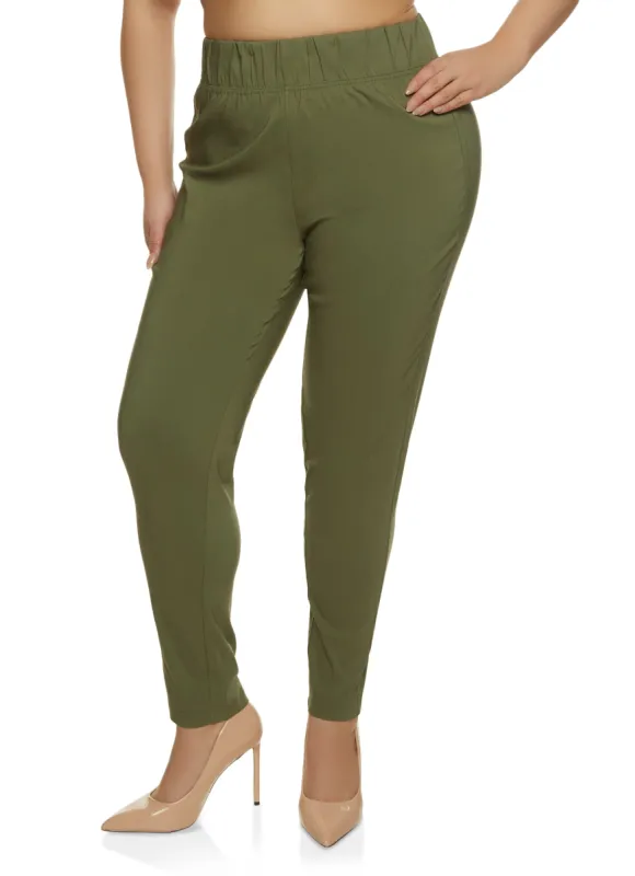 Plus Size High Waisted Pull On Dress Pants sold by Rainbow