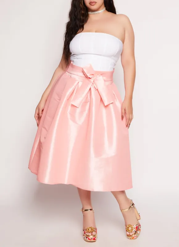 Plus Size Tie Waist Circle Skirt sold by Rainbow