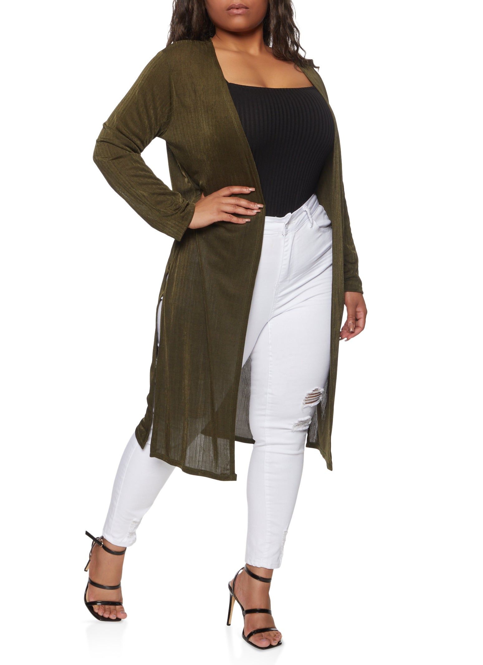 Plus Size Shimmer Knit Duster sold by Rainbow