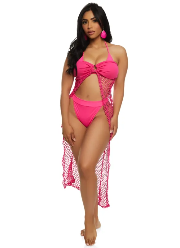 Fishnet Open Front Cover Up Dress sold by Rainbow