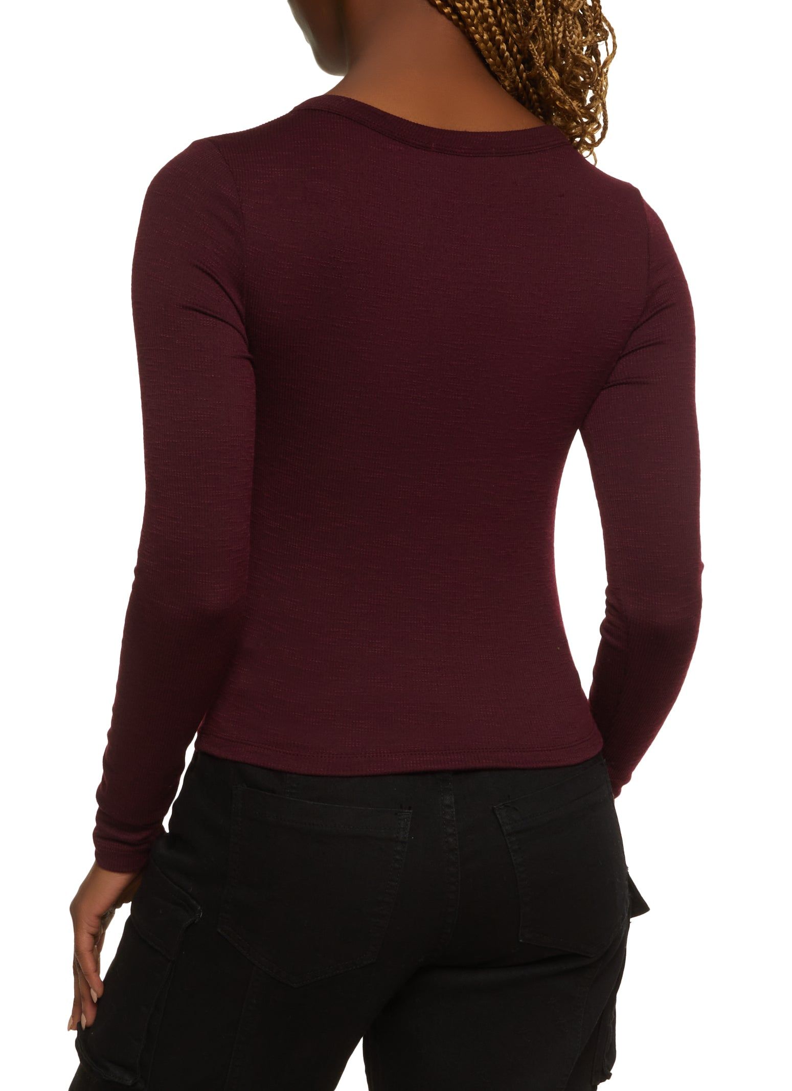 Snap Button Detail Long Sleeve Crop Top sold by Rainbow product image thumbnail 2