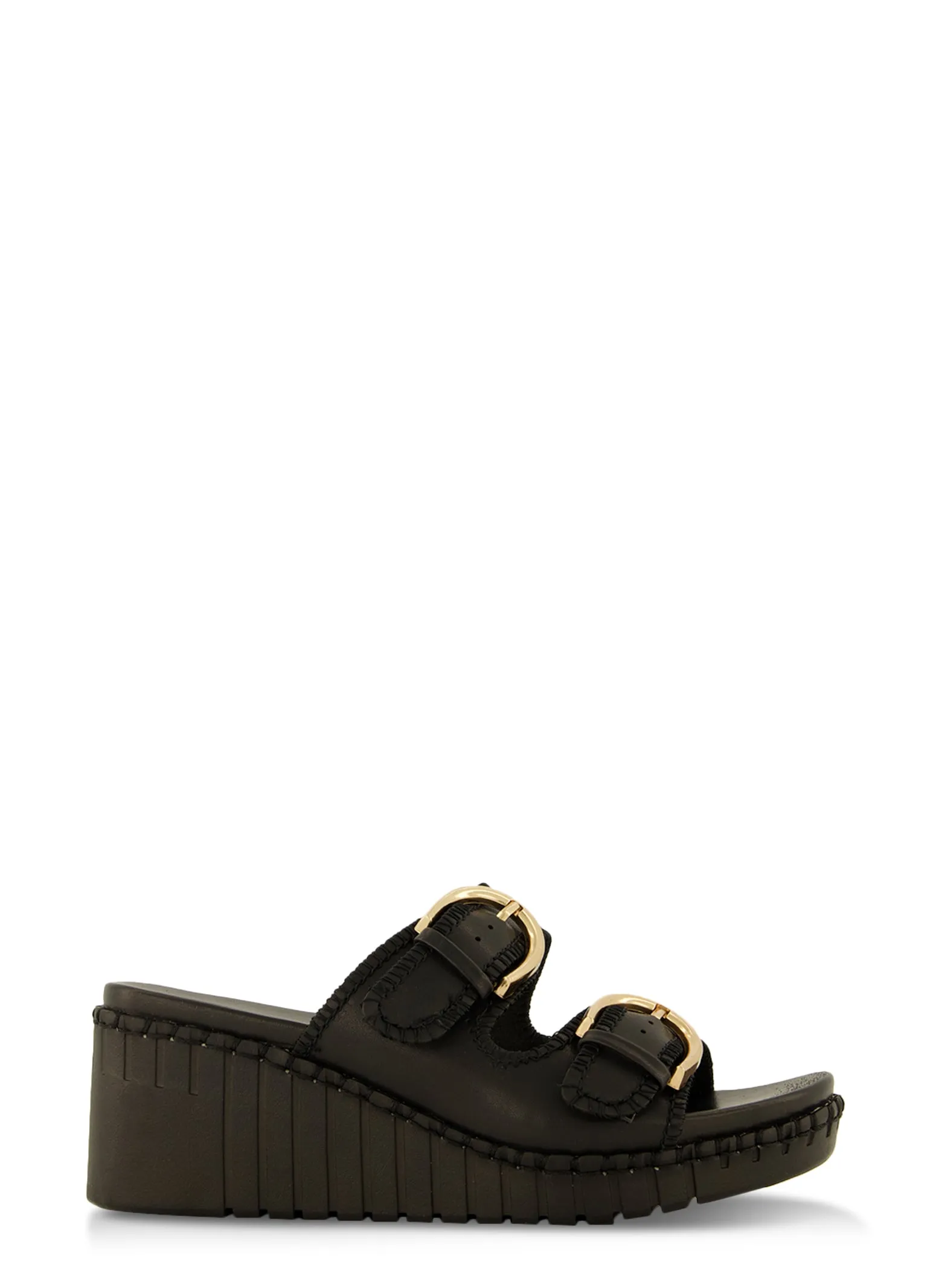 Double Buckle Strap Wedge Slide Sandals sold by Rainbow product image thumbnail 2