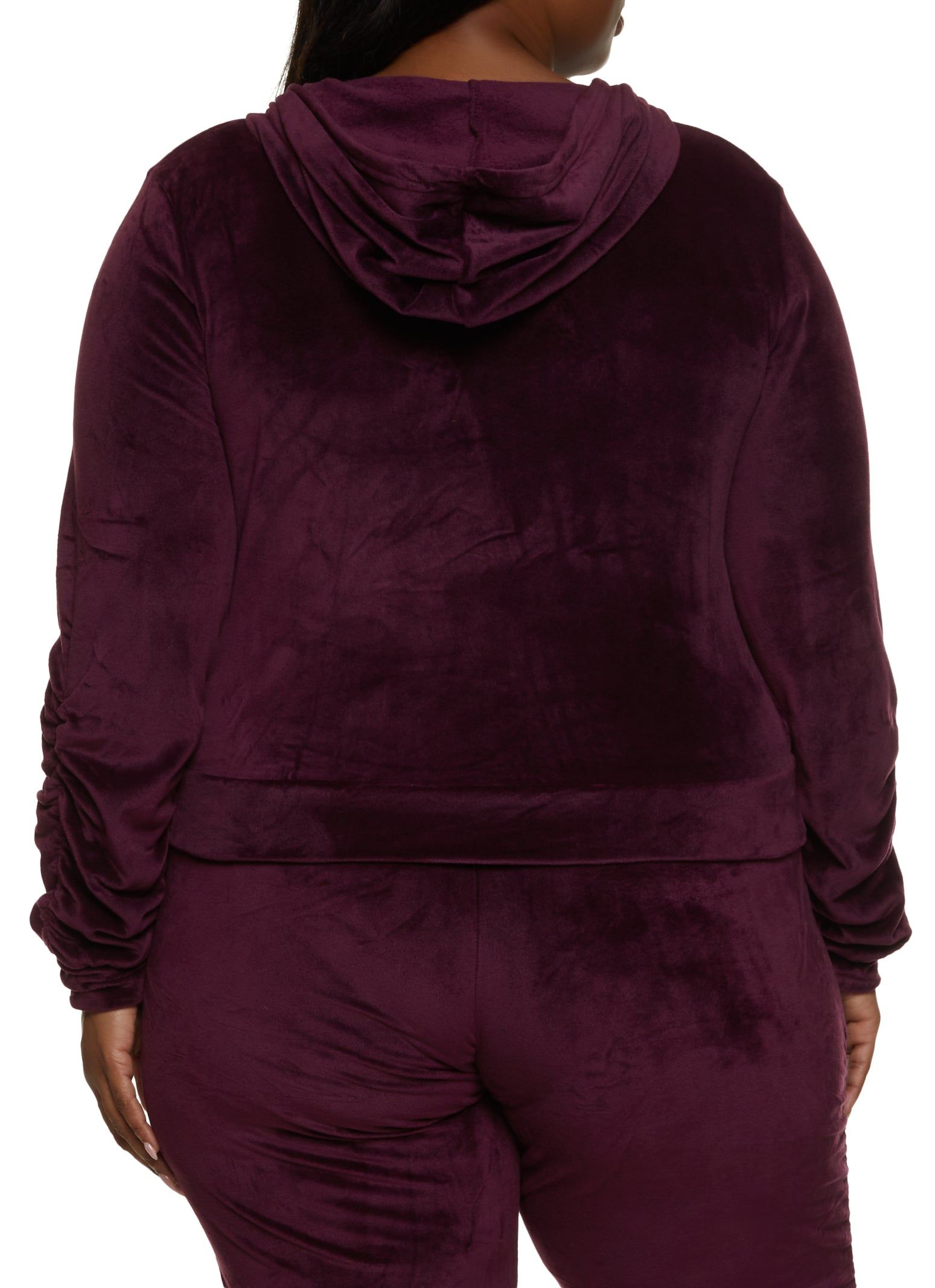 Plus Size Ruched Zip Front Hooded Sweatshirt sold by Rainbow product image thumbnail 3
