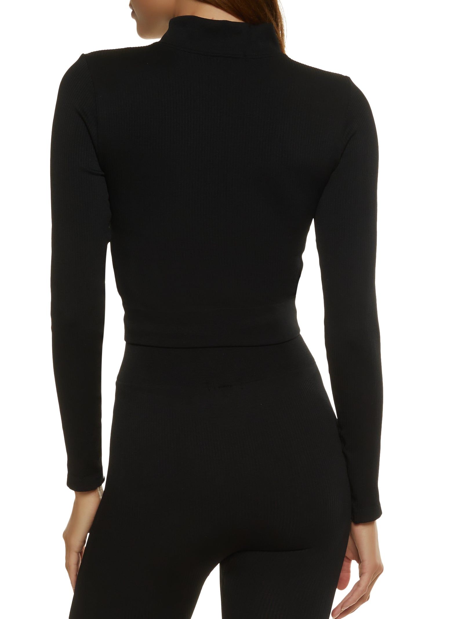 Seamless Compression Rib Half Zip Crop Top sold by Rainbow product image thumbnail 3