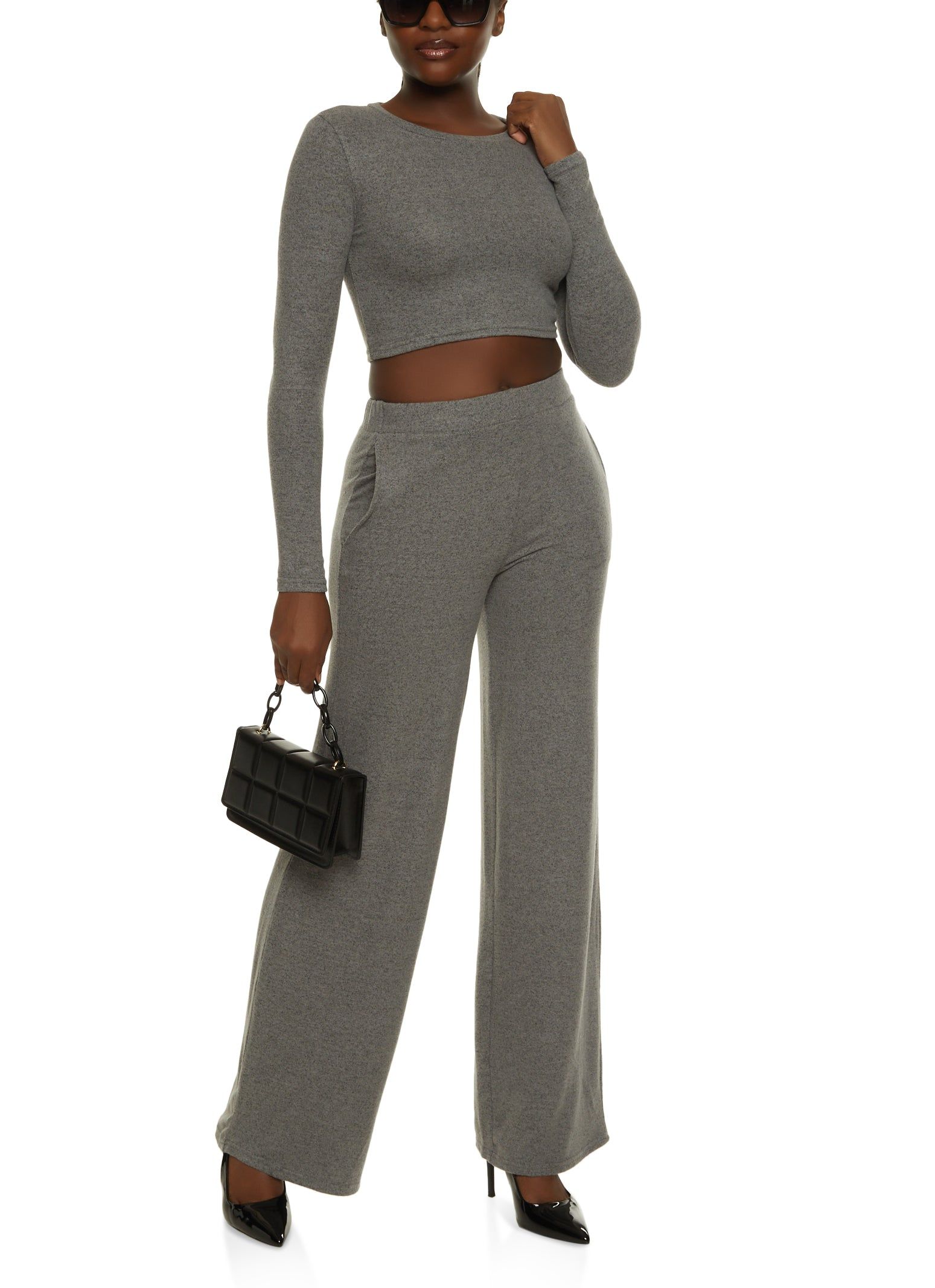 Brushed Knit Crew Neck Crop Top sold by Rainbow product image thumbnail 2