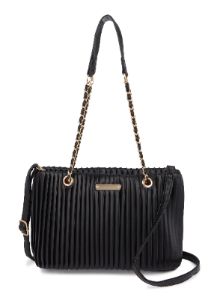 Faux Leather Pleated Chain Strap Shoulder Bag sold by Rainbow