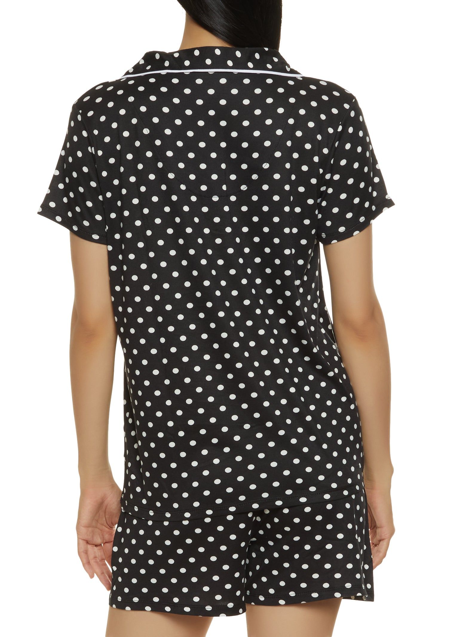 Polka Dot Print Notch Collar Pajama Shirt and Shorts sold by Rainbow product image thumbnail 2