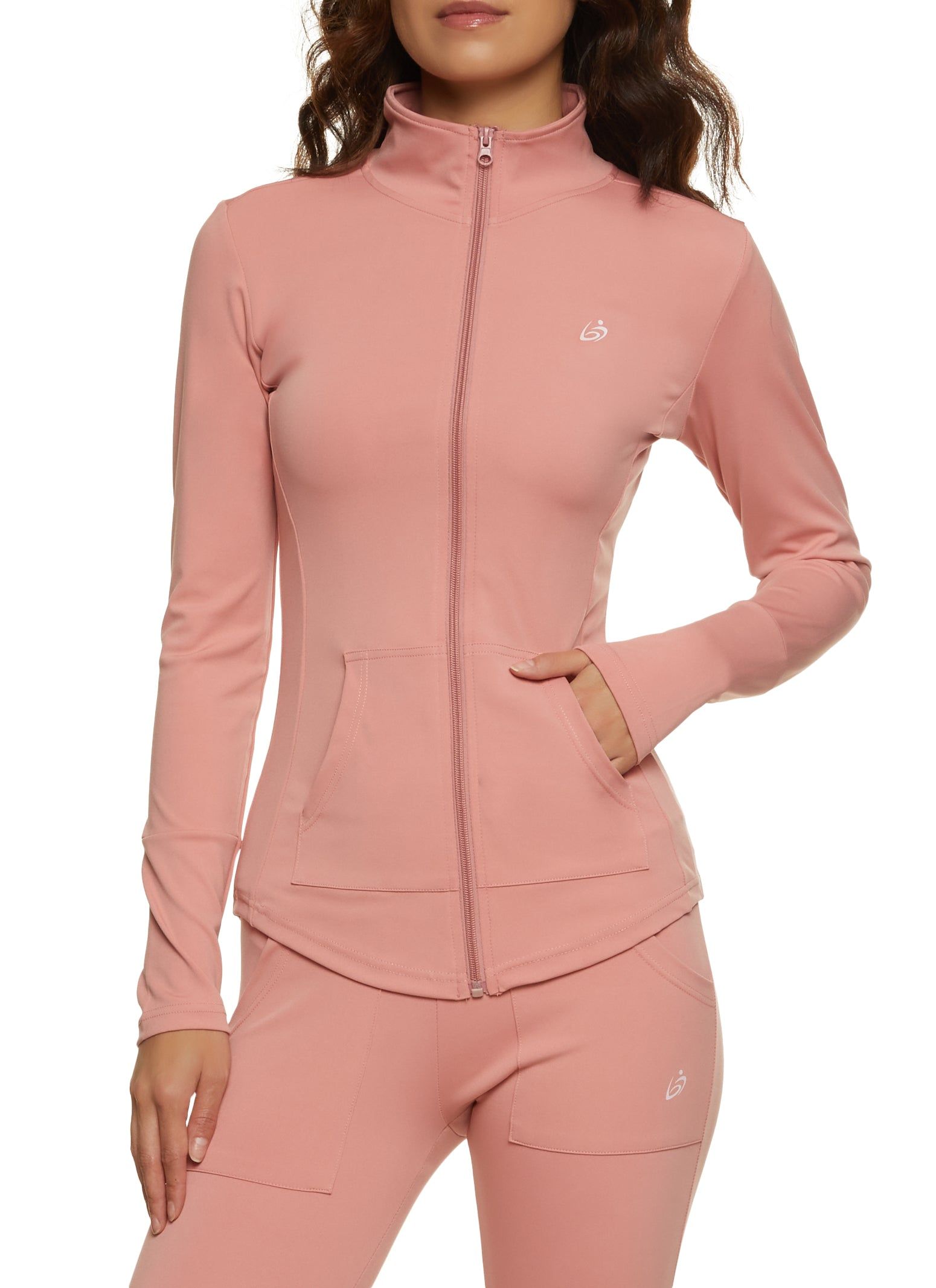 Solid Zip Front Mock Neck Track Jacket sold by Rainbow