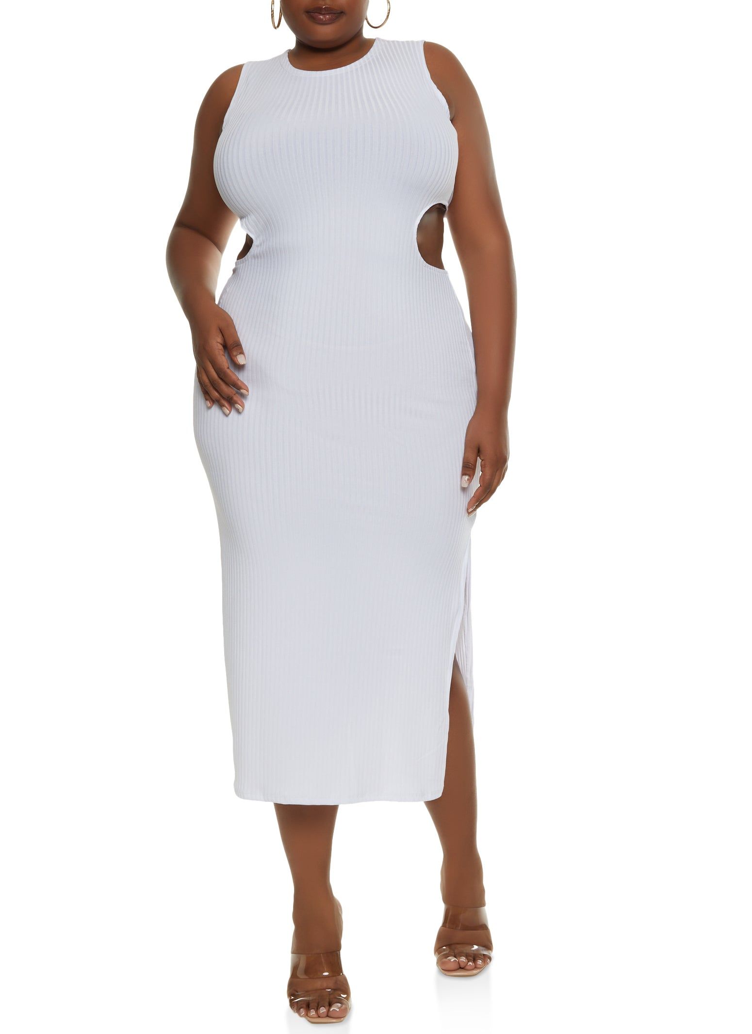 Plus Size Ribbed Cut Out Maxi Tank Dress sold by Rainbow