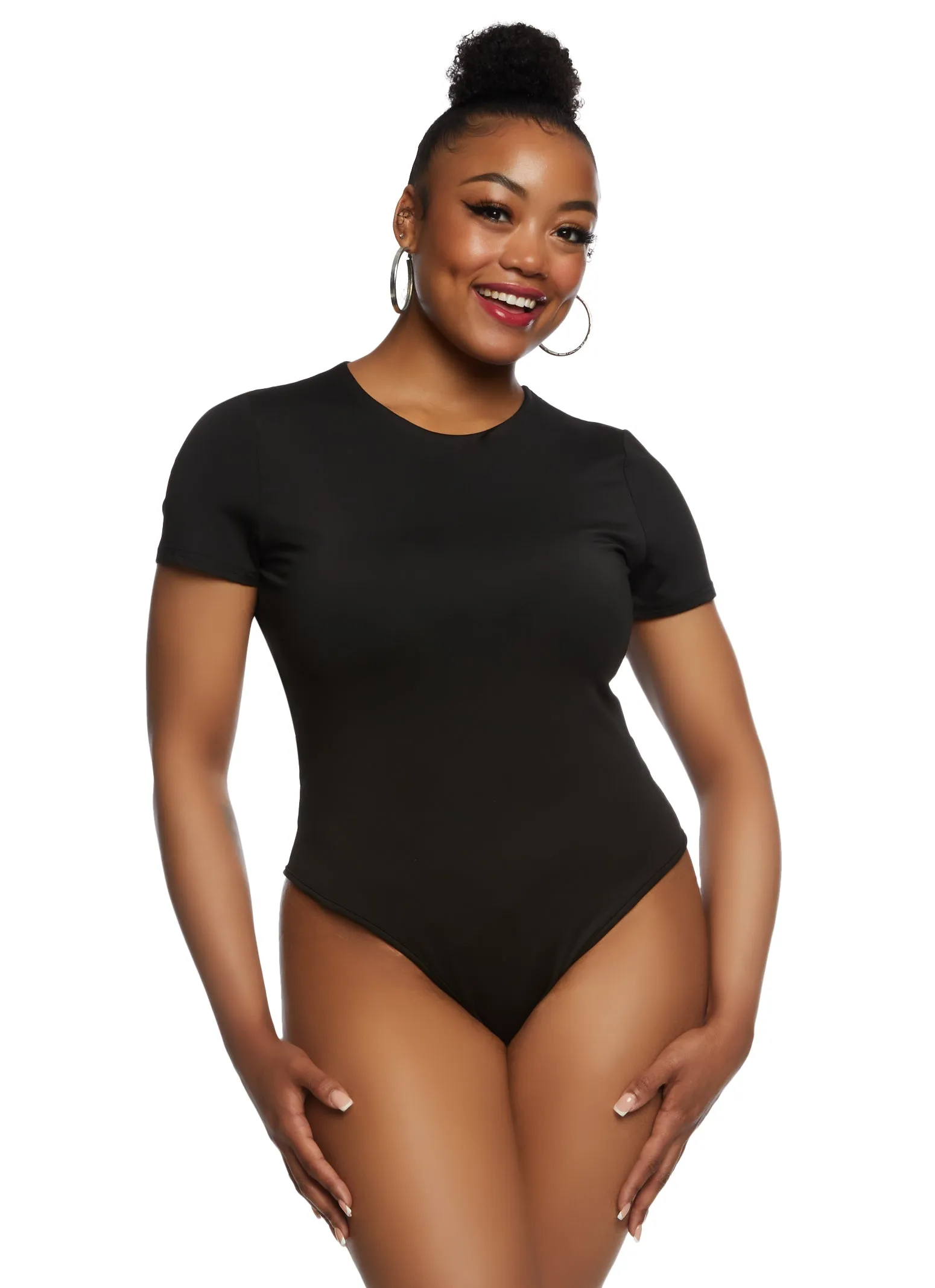 Plus Size Daisy Double Layer Crew Neck Bodysuit sold by Rainbow