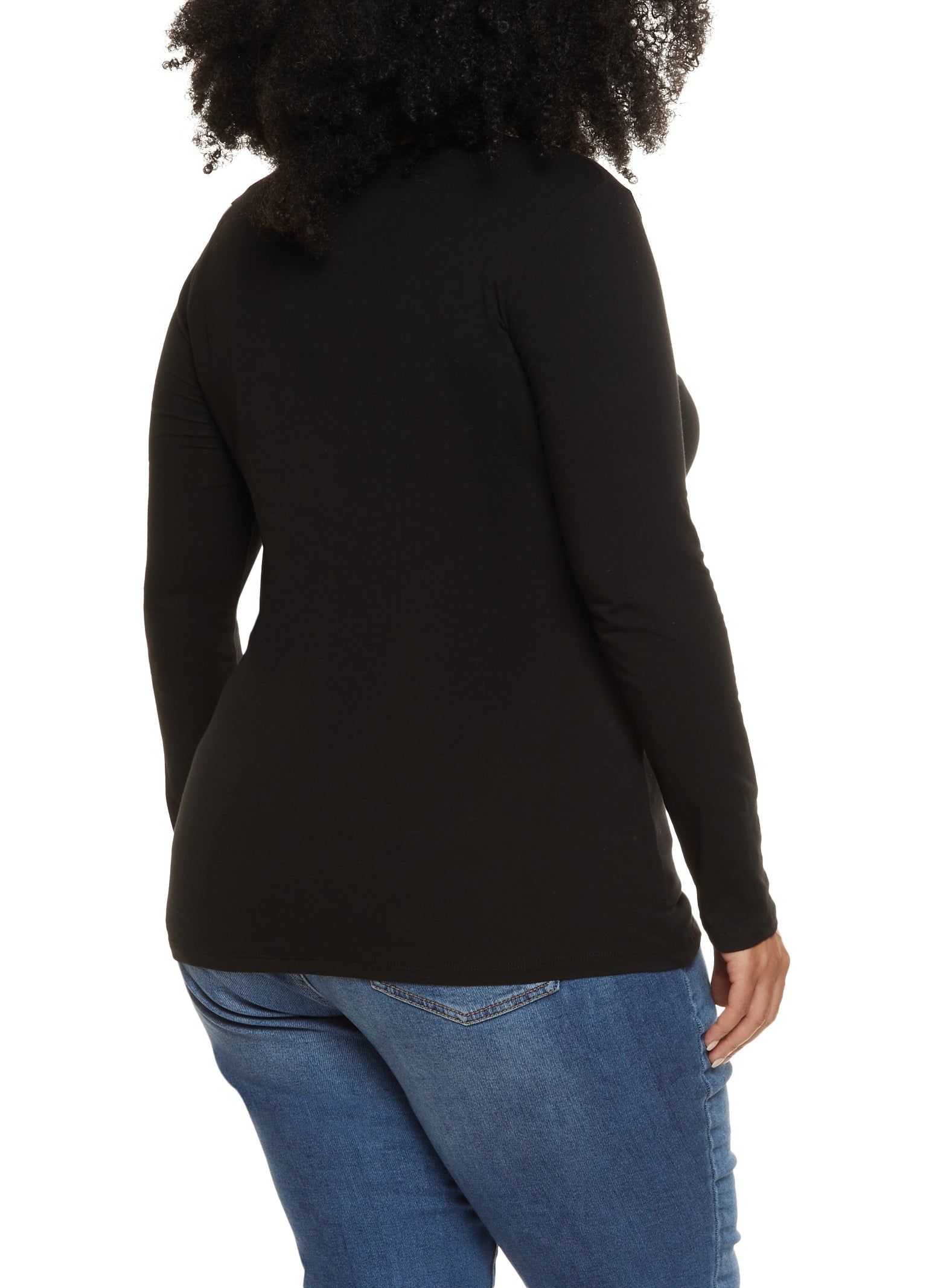 Plus Size Basic V Neck Long Sleeve Tee sold by Rainbow product image thumbnail 2