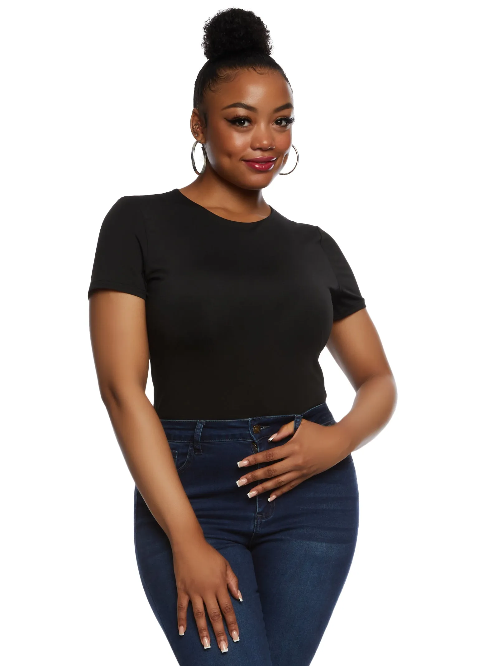 Plus Size Daisy Double Layer Crew Neck Bodysuit sold by Rainbow product image thumbnail 2