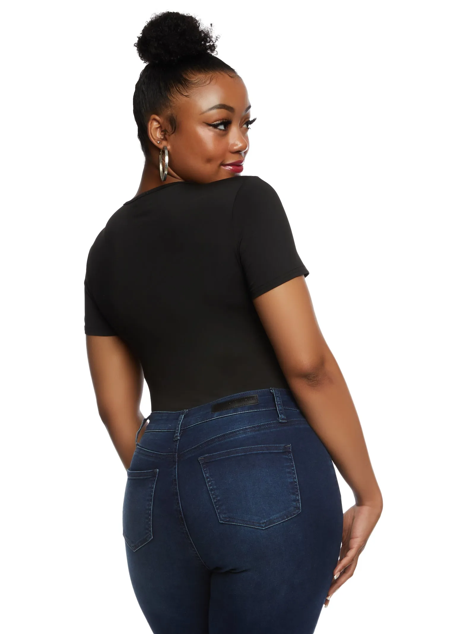 Plus Size Daisy Double Layer Crew Neck Bodysuit sold by Rainbow product image thumbnail 3