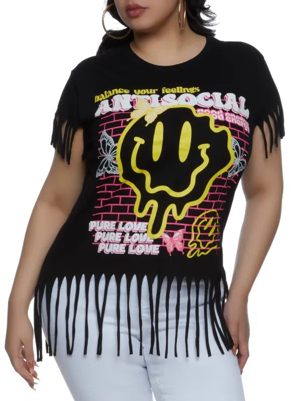 Plus Size Antisocial Fringe Graphic Tee sold by Rainbow