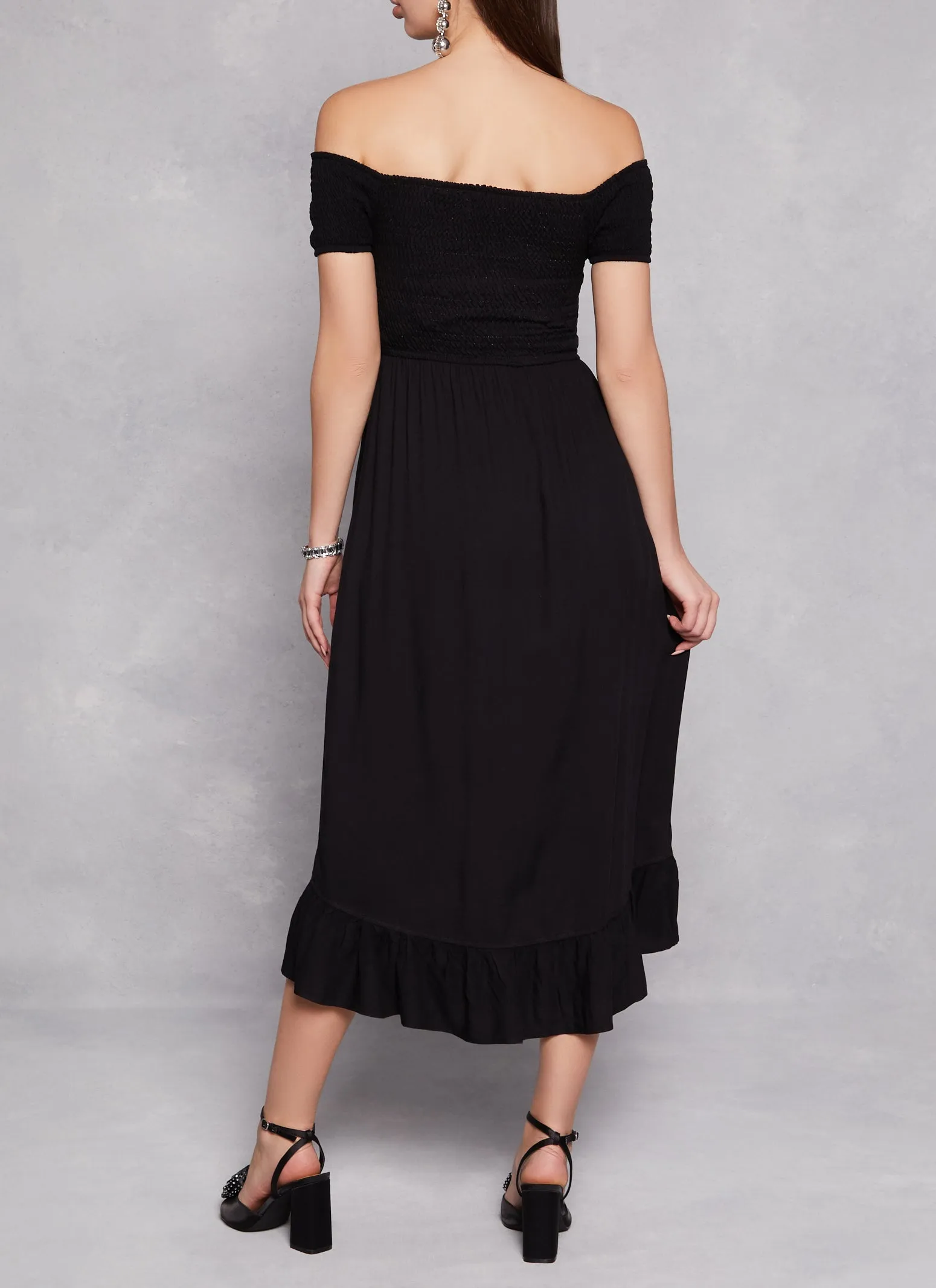 Off The Shoulder Smocked Tulip Hem Dress sold by Rainbow product image thumbnail 3