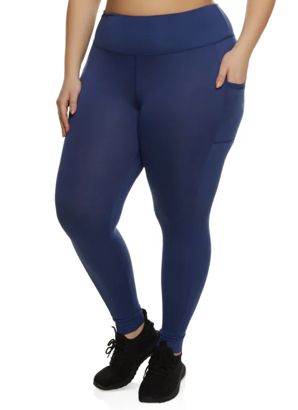 Plus Size High Waist Cell Phone Pocket Leggings sold by Rainbow