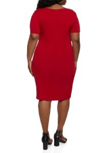 Plus Size Square Neck Midi Dress sold by Rainbow