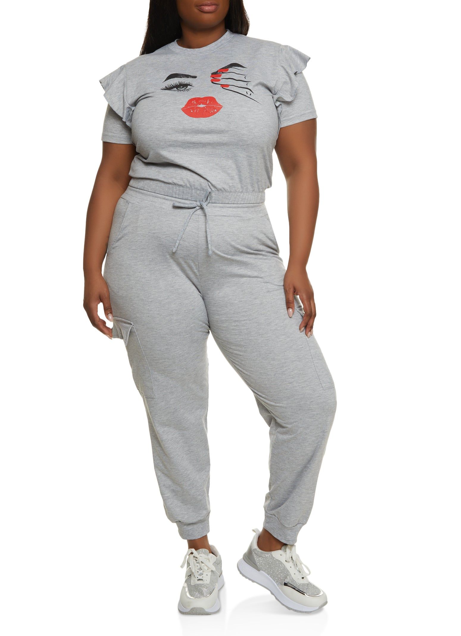 Plus Size Ruffle Short Sleeve Graphic T-Shirt sold by Rainbow product image thumbnail 2