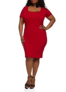 Plus Size Square Neck Midi Dress sold by Rainbow