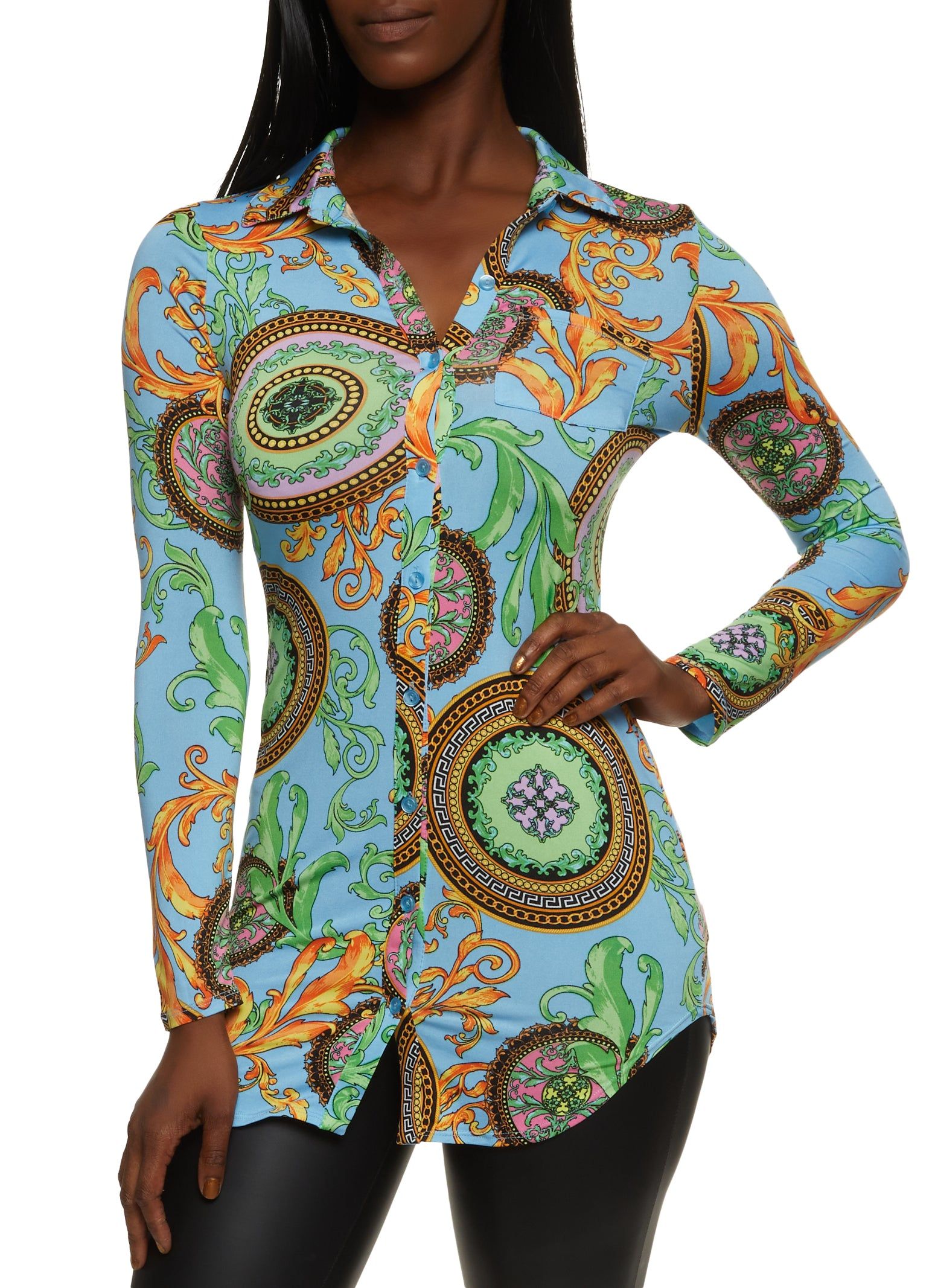 Abstract Baroque Print Shirt sold by Rainbow