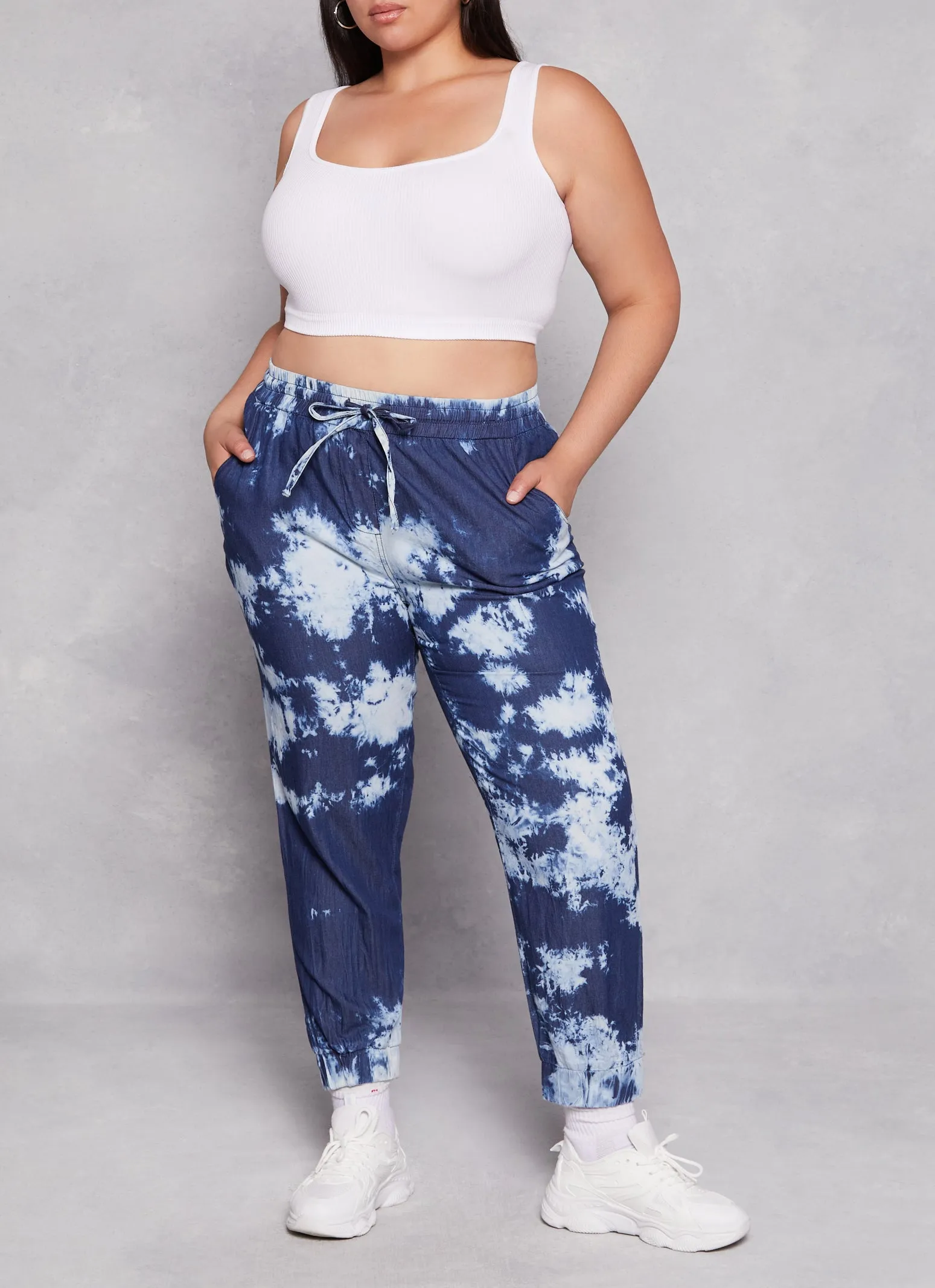 Plus Size Chambray Tie Dye Joggers sold by Rainbow